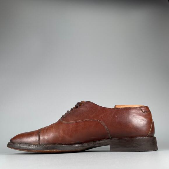 Salvatore Ferragamo Men\'s Size 8 2E Brown Leather Cap Toe Oxford Dress Shoes GUC main image 5
